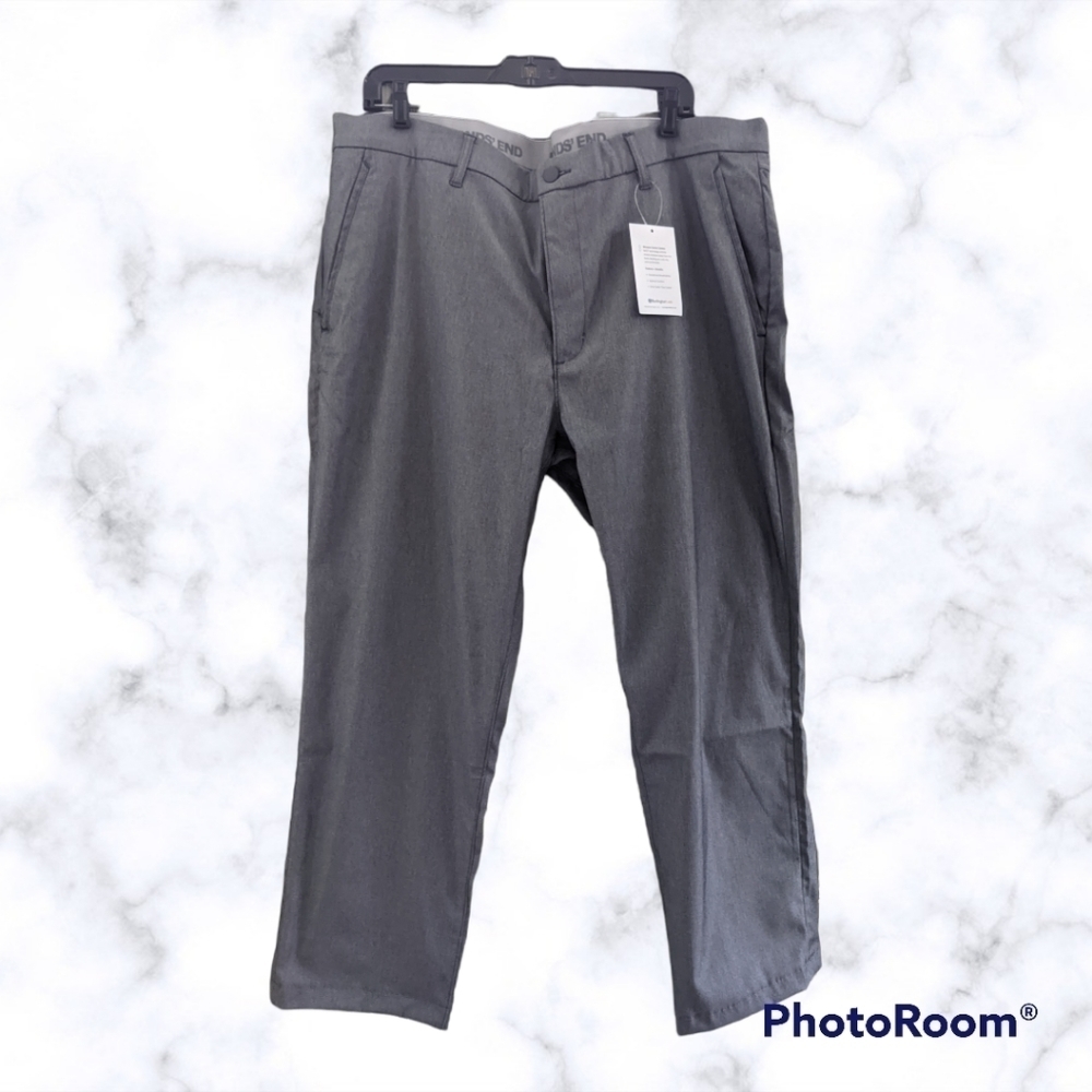 NEW Lands End Gray  Performance pants Size 40X29